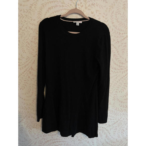 100% CASHMERE! Isaac Mizrahi Live! Women's Black Long Sleeve Dress Medium - Picture 1 of 7